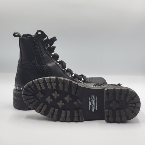 Steve Madden Women's Size 6.5 Combat Boots Black Leather & Faux Fur Rainier Moto - Picture 7 of 9